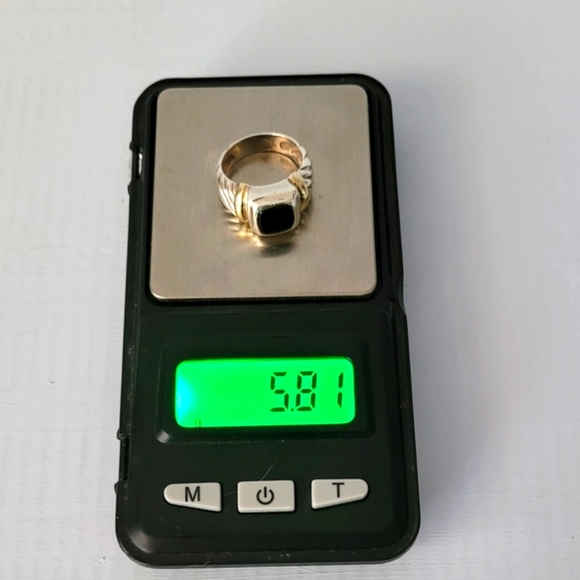 David Yurman Two-Tone Cable Onyx Ring 7.25 - Picture 9 of 12